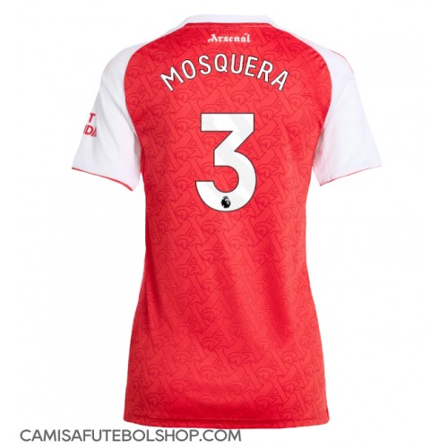 Camisa de time de futebol Arsenal Cristhian Mosquera #3 Replicas 1º Equipamento Feminina 2025-26 Manga Curta